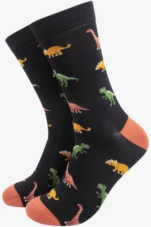 4472DINB Dinosaur Men's Print Bamboo Socks