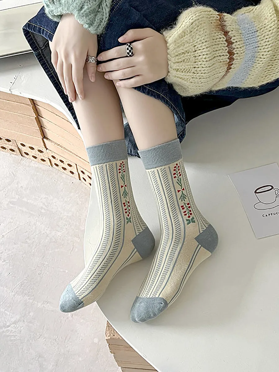 5 Pairs Women Vintage Warm Socks