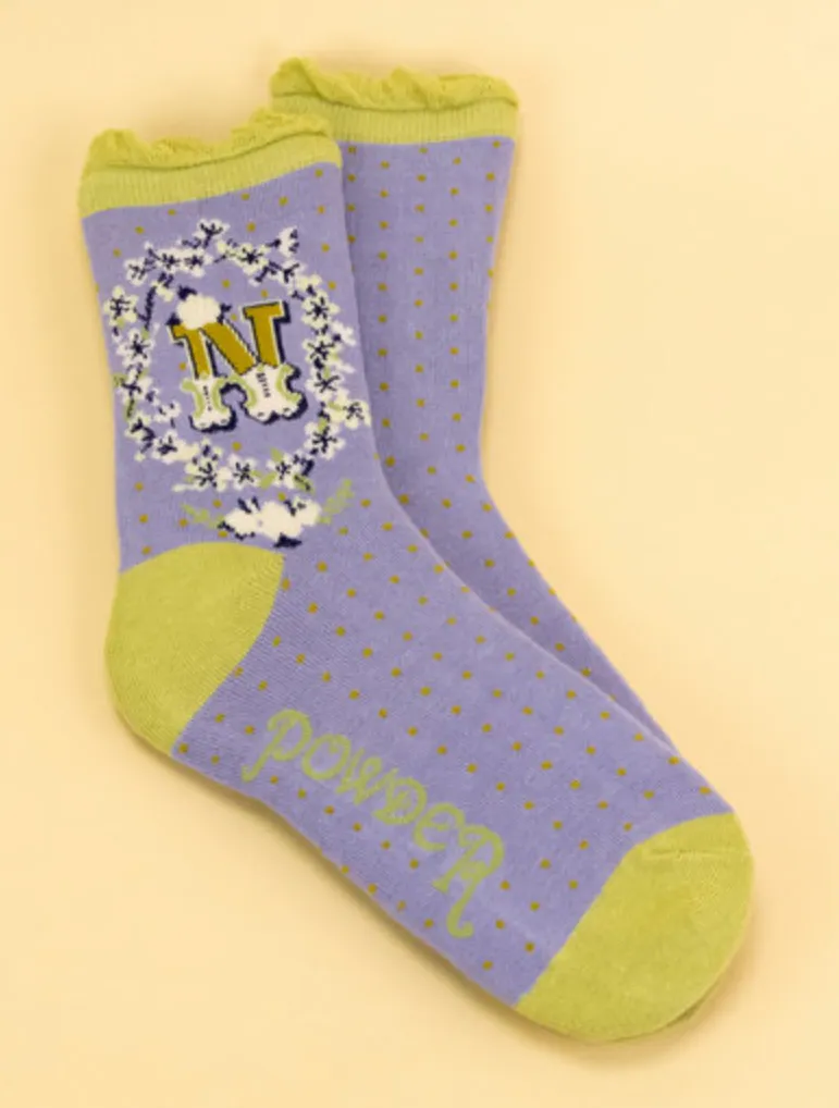 Alphabet Ankle Socks -N