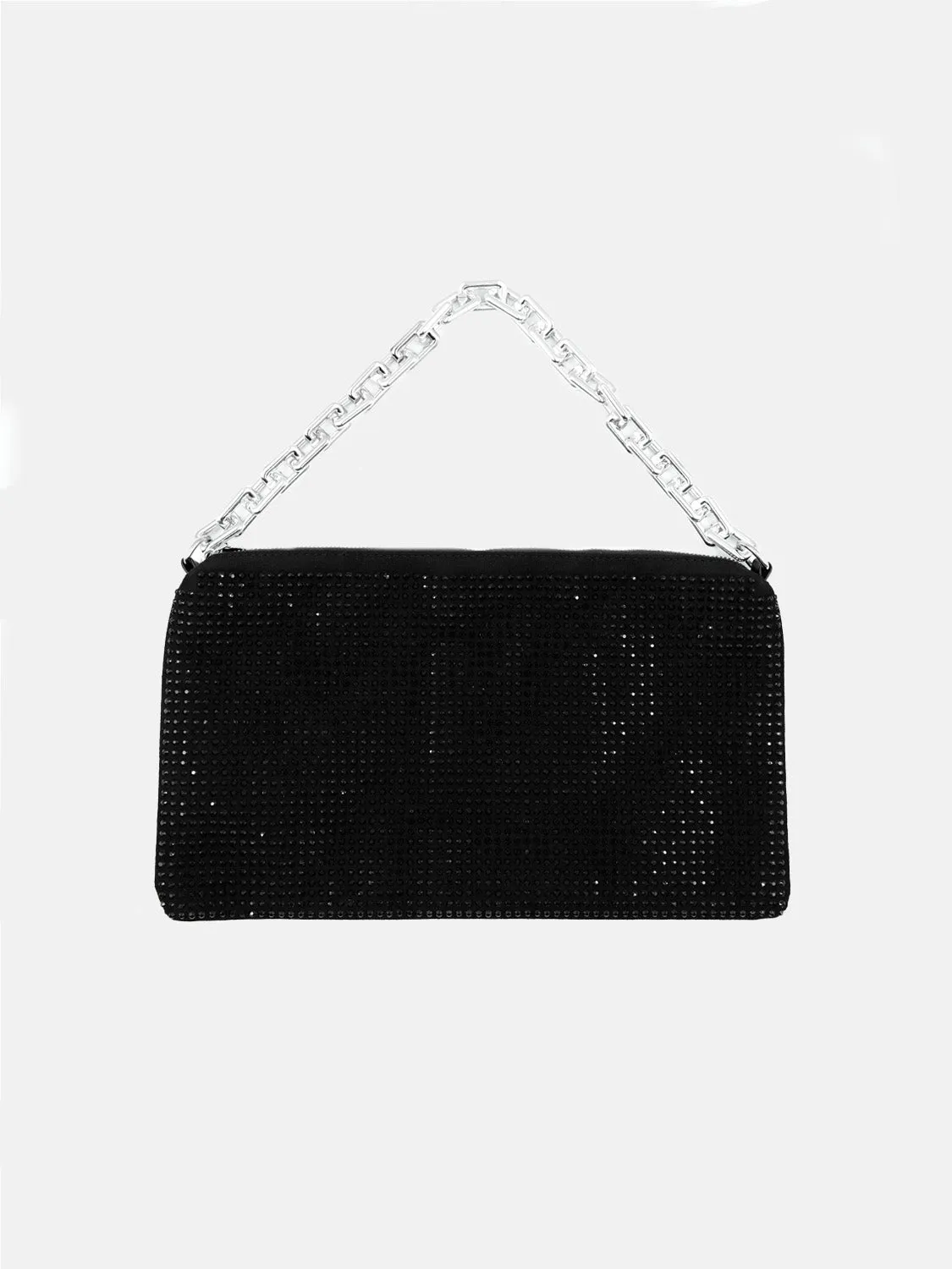 AMARA DIAMANTE CRYSTAL CHAIN SHOULDER BAG IN BLACK