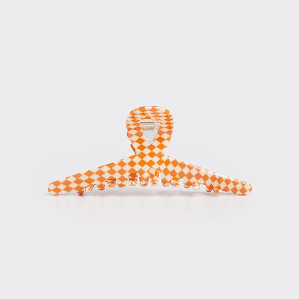 Ashley Hair Clip - Orange Checkerboard