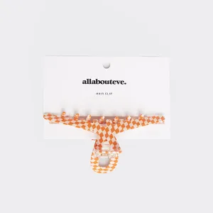 Ashley Hair Clip - Orange Checkerboard