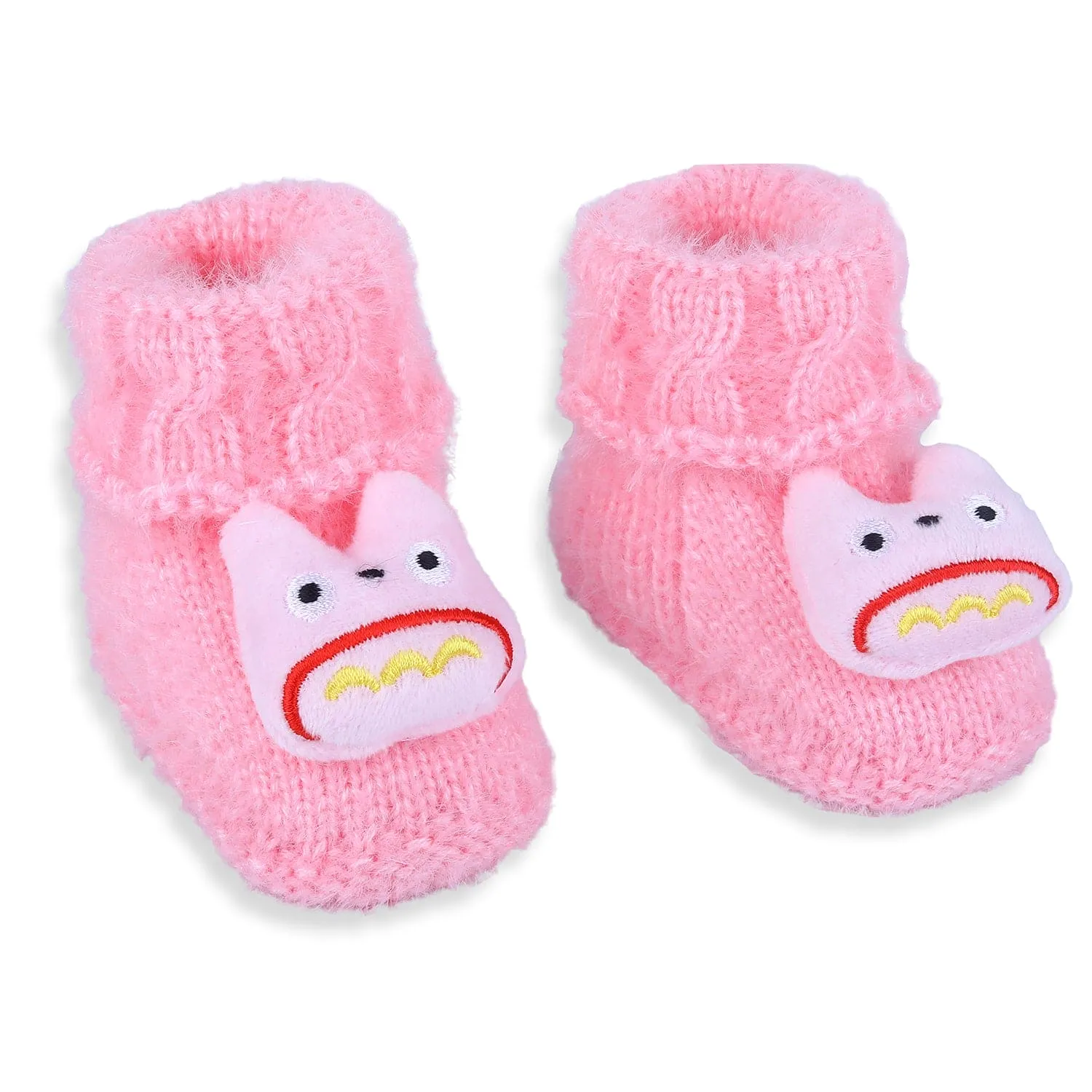 Baby Moo Cartoon Crochet Woollen 3D Socks Booties - Magenta