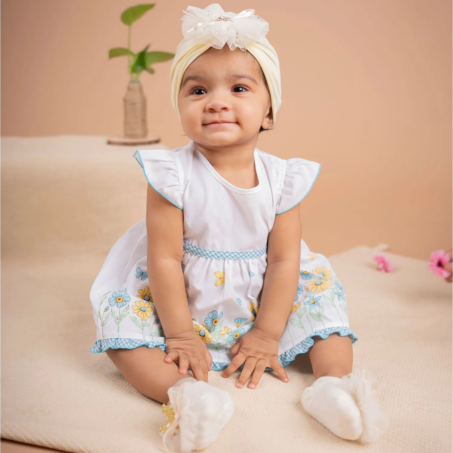 Baby Moo Royal Princess Crown Matching Cap And Socks Set - Yellow