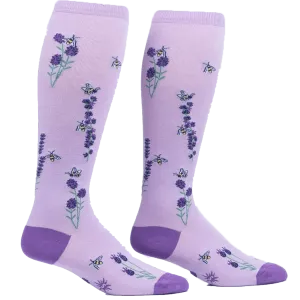 Bees and Lavender Women's Wide Calf Knee High Socks