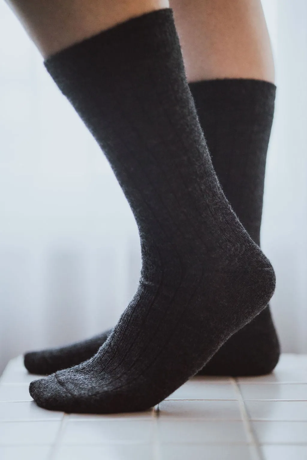 Black Alpaca Socks: X-Large