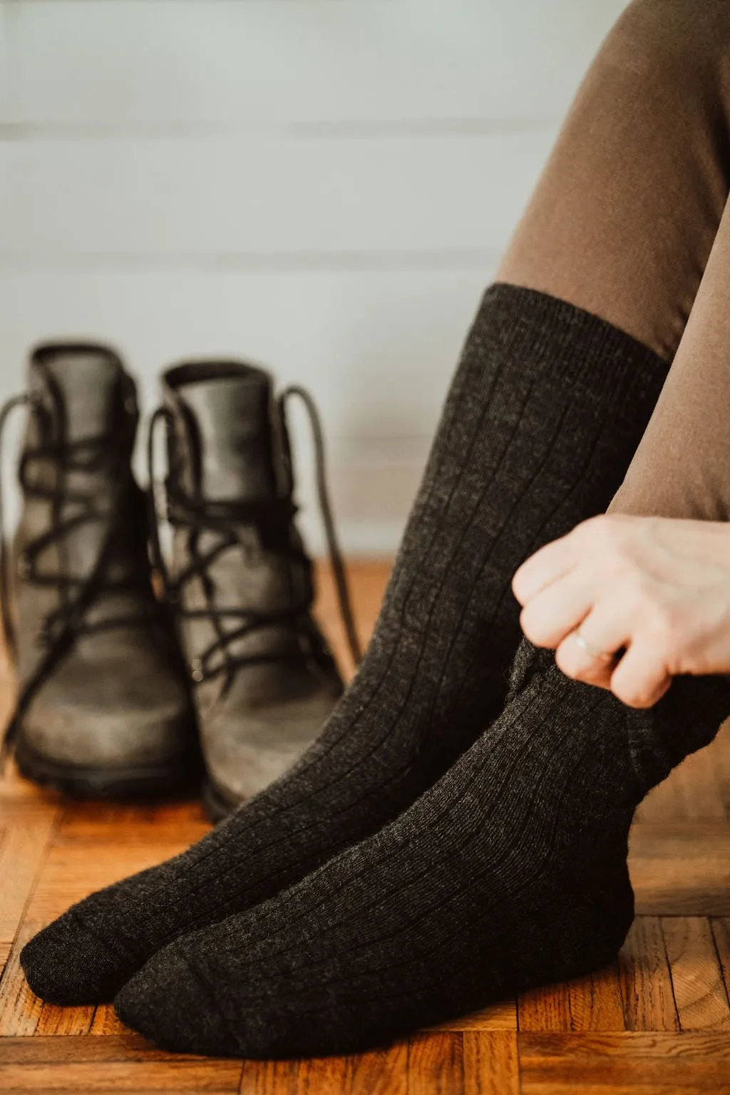 Black Alpaca Socks: X-Large