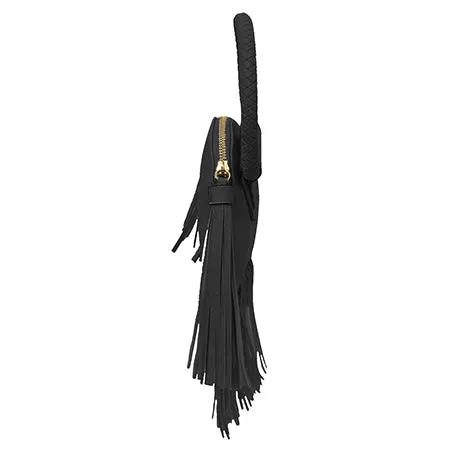 Black NGIL Faux Leather Fringe Wristlet