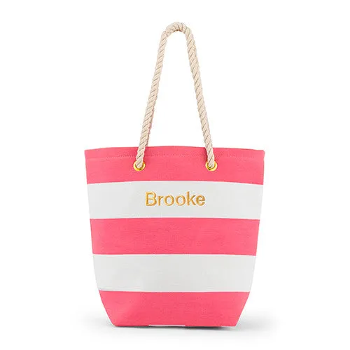 Bliss Striped Tote - Pink and White