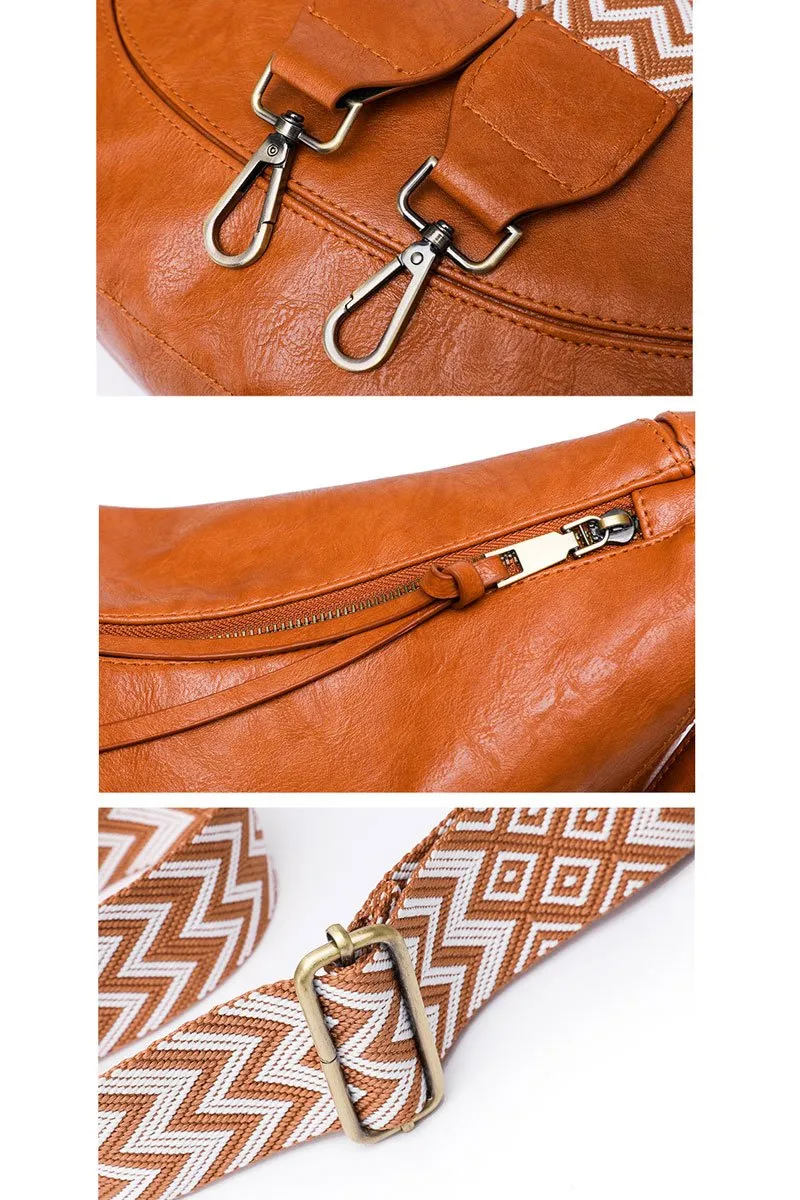 BOHEMIAN STRAP CRESCENT CROISSANT MESSENGER BAG