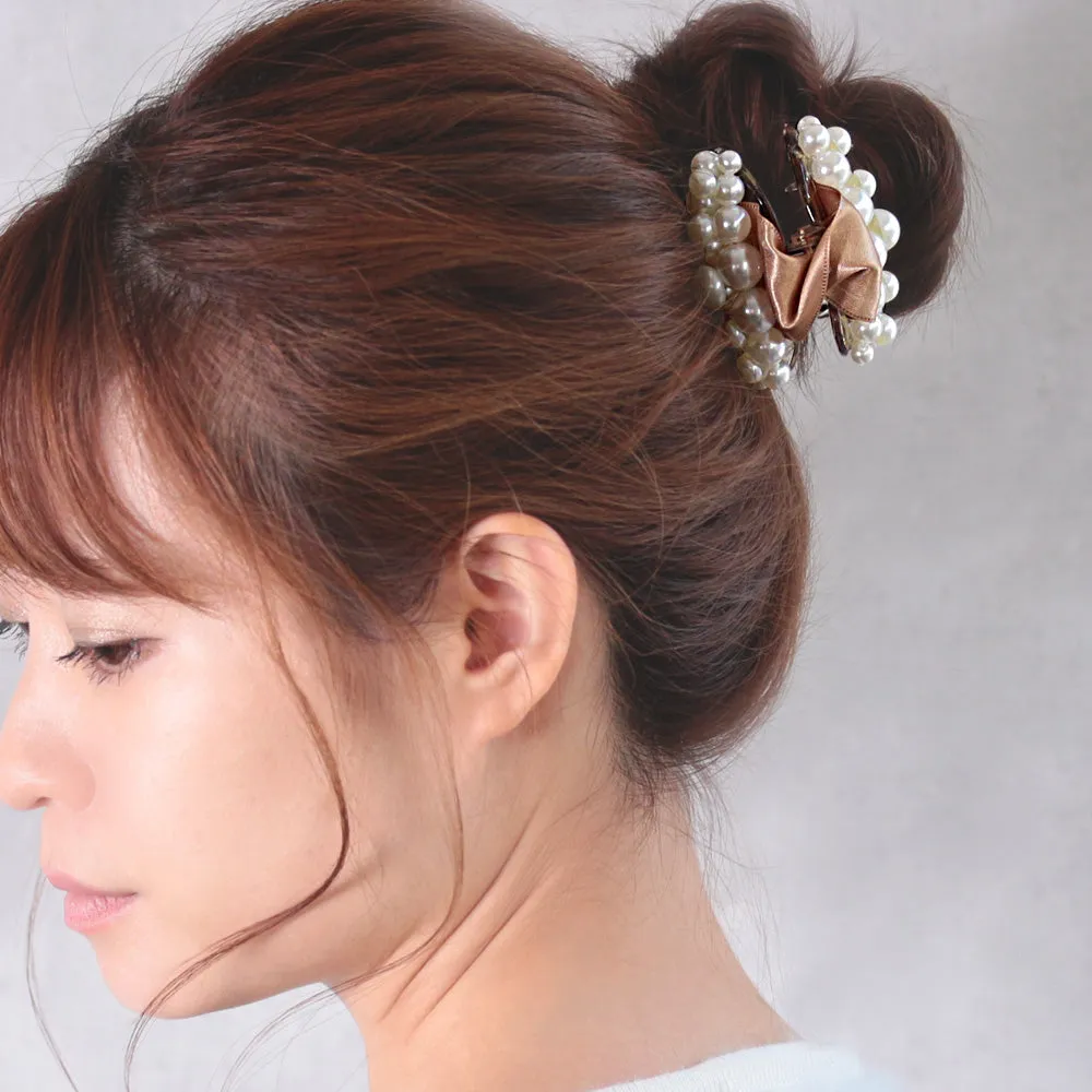 Bubble Pearl Ribbon Hair Clip