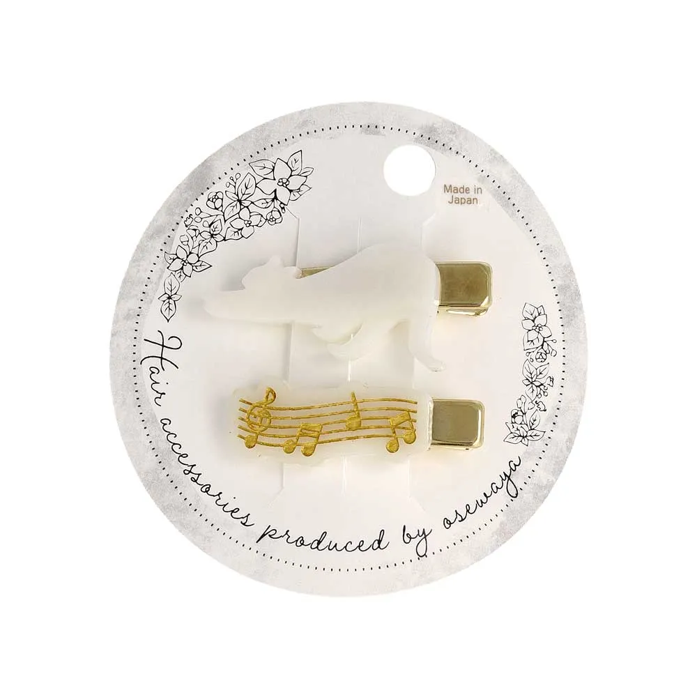 Cat and Musical Note Hair Clip Set