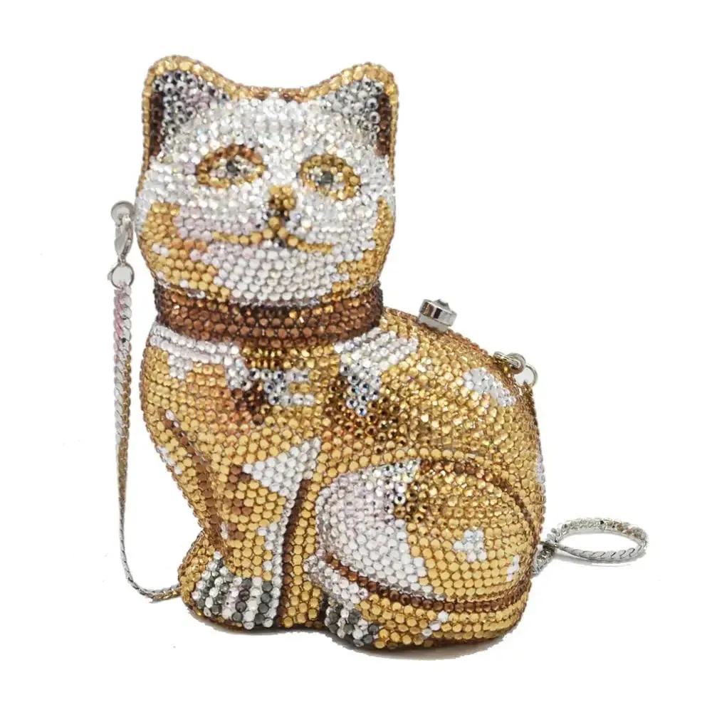 Cat Animal Crystal Evening Bags Customized Color Diamond Party Prom Purse