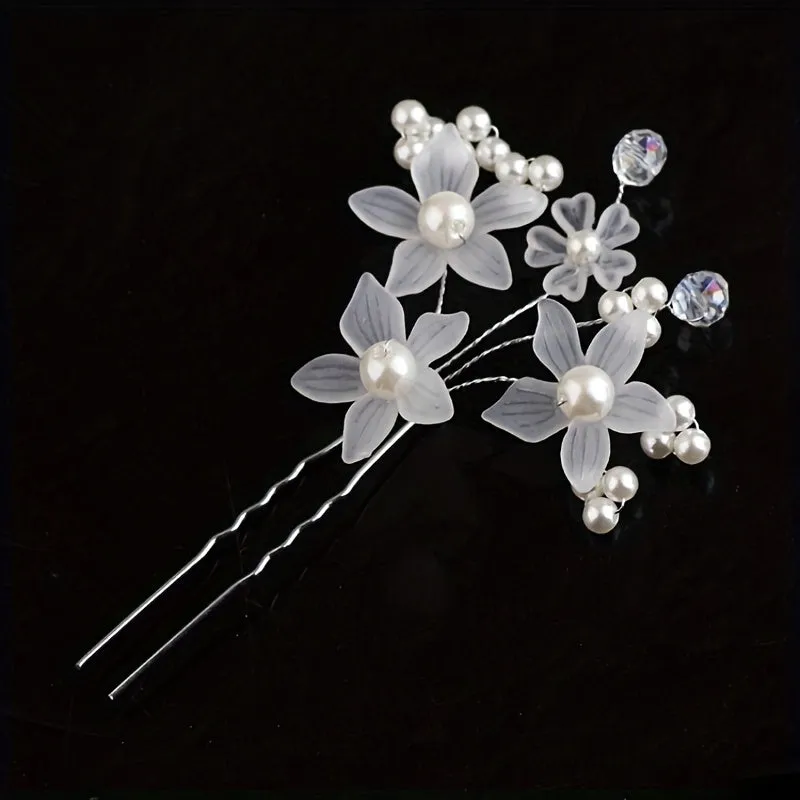 Chic Ushaped hairpin with faux pearls for weddings  parties