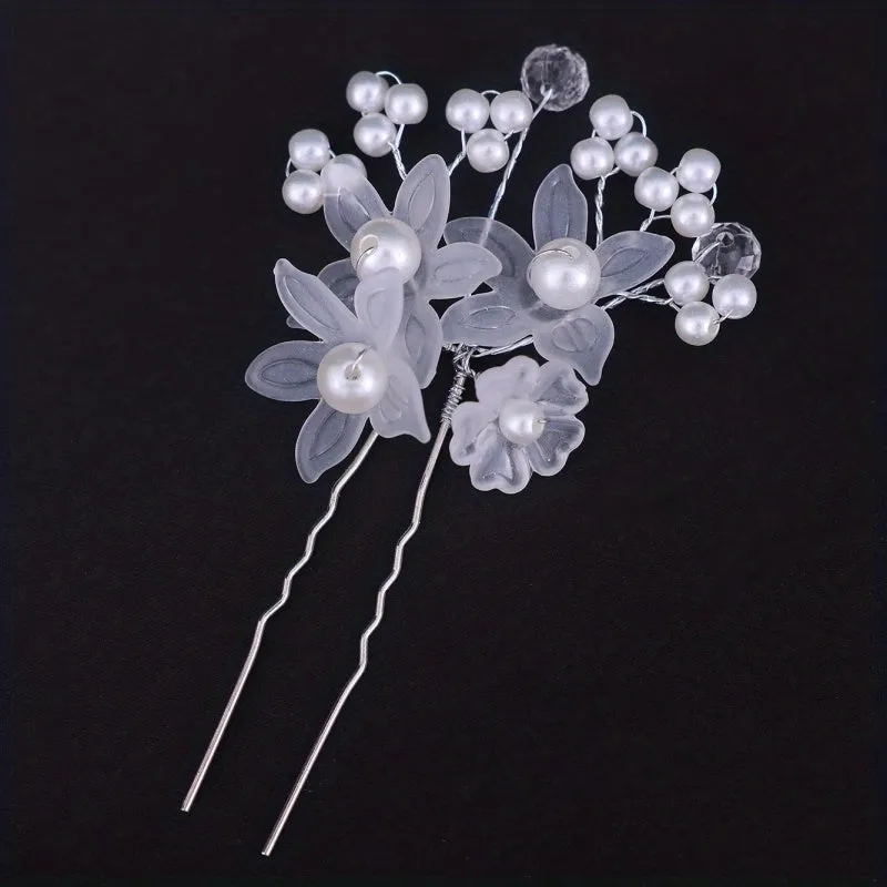 Chic Ushaped hairpin with faux pearls for weddings  parties