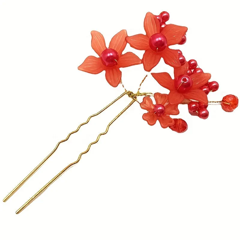 Chic Ushaped hairpin with faux pearls for weddings  parties