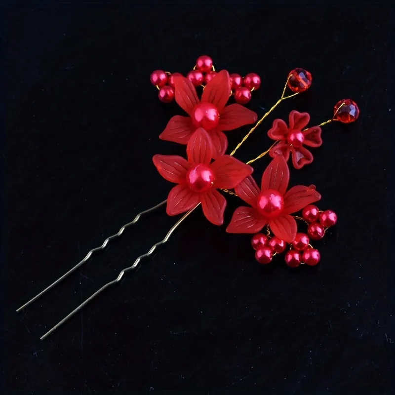 Chic Ushaped hairpin with faux pearls for weddings  parties