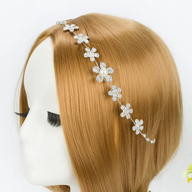 CZ Diamond Tiaras And Crowns Bridal Hair Ornaments For Weddings Crystals Pearls Hair Accessories Forehead Jewelry Women Diadem