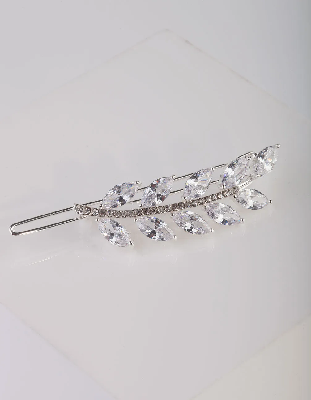 Diamante Cubic Zirconia Leaf Clip