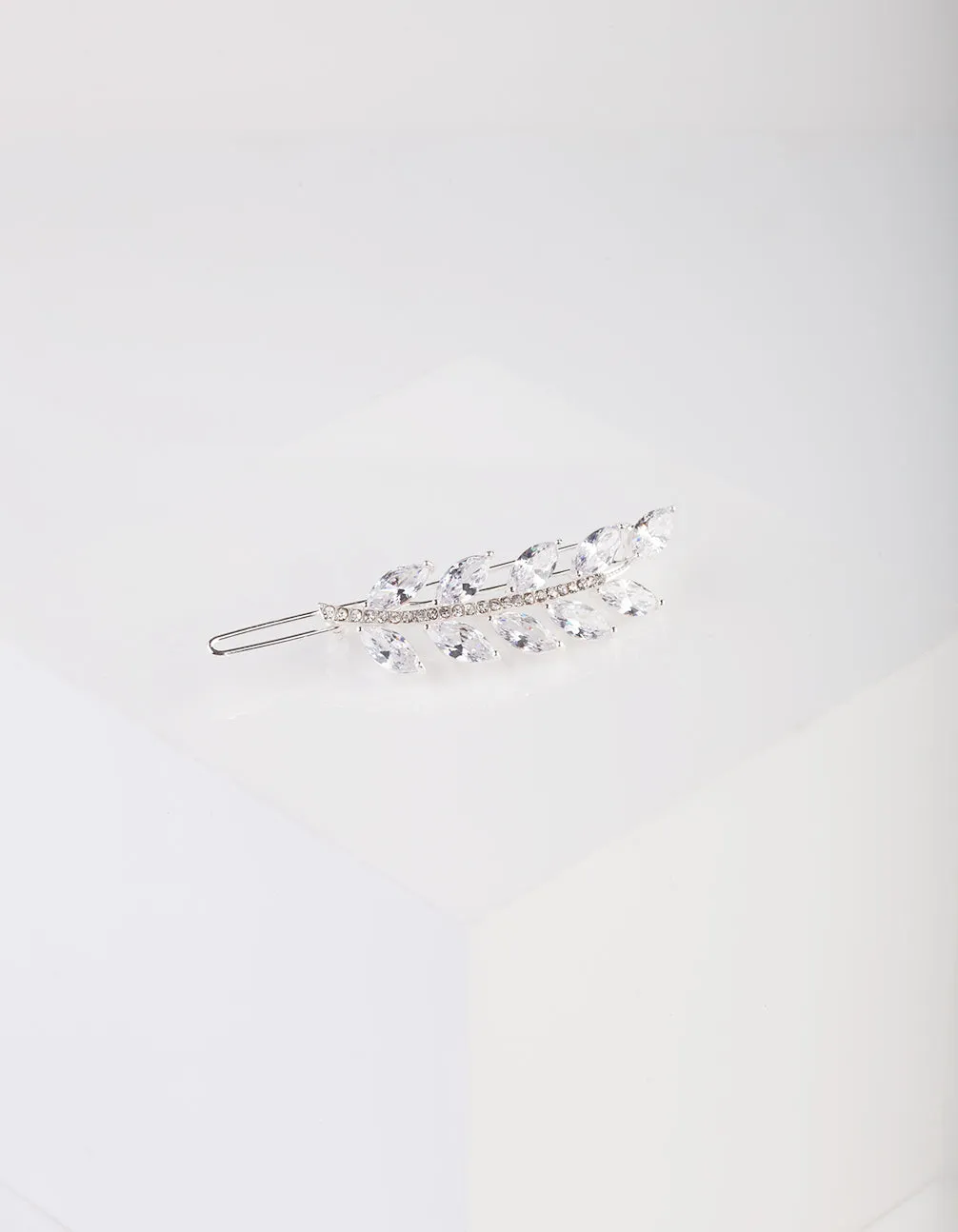 Diamante Cubic Zirconia Leaf Clip