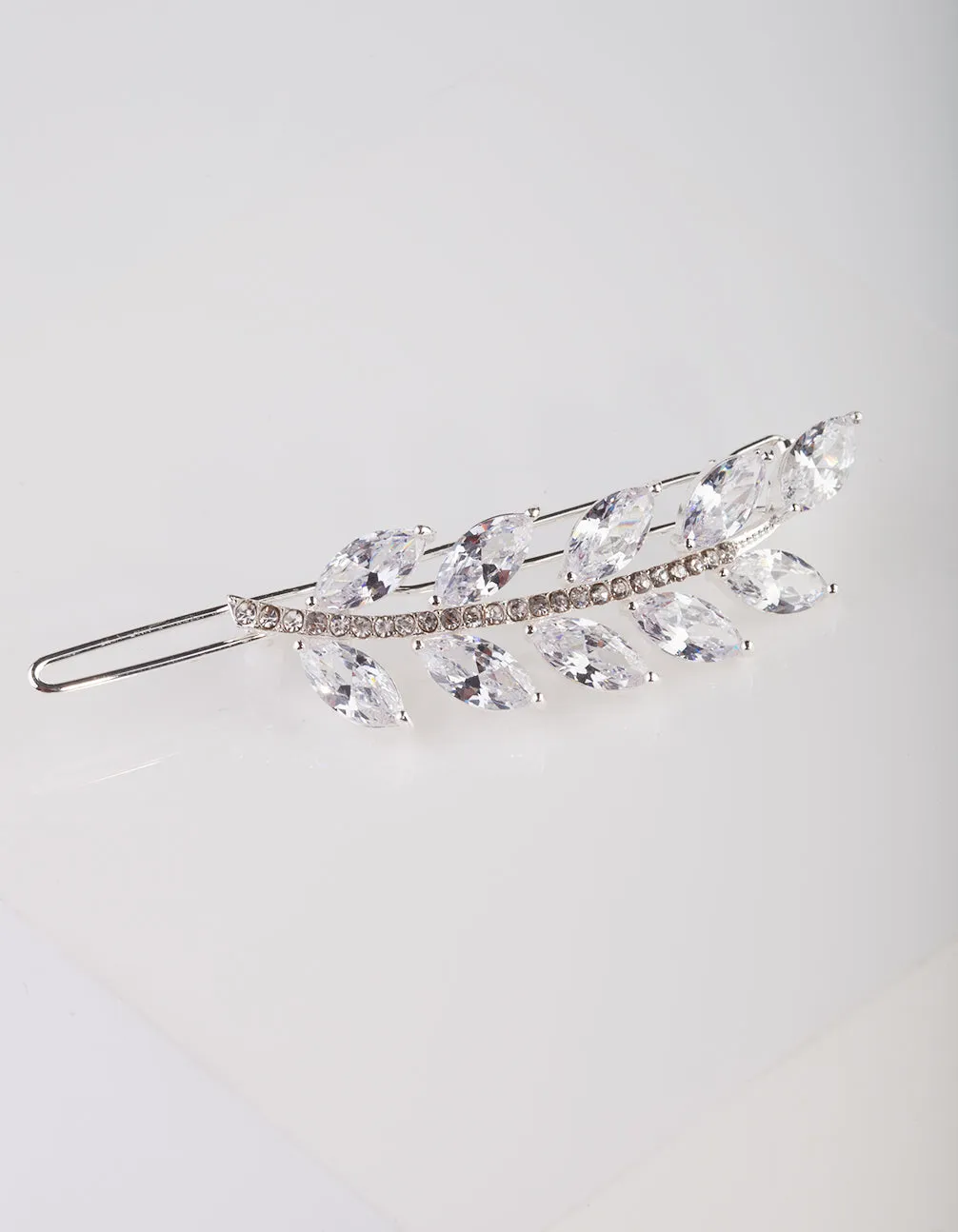 Diamante Cubic Zirconia Leaf Clip