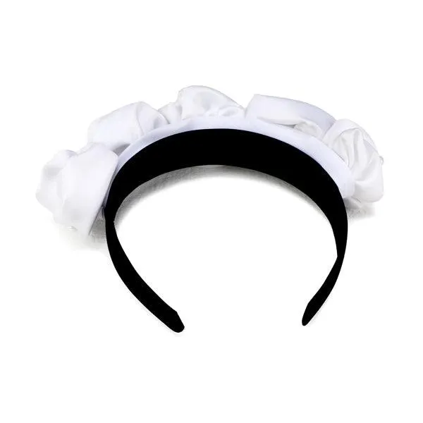 GIRLS BLACK HAIR BAND WITH WHITE FLOWER APPLIQUE