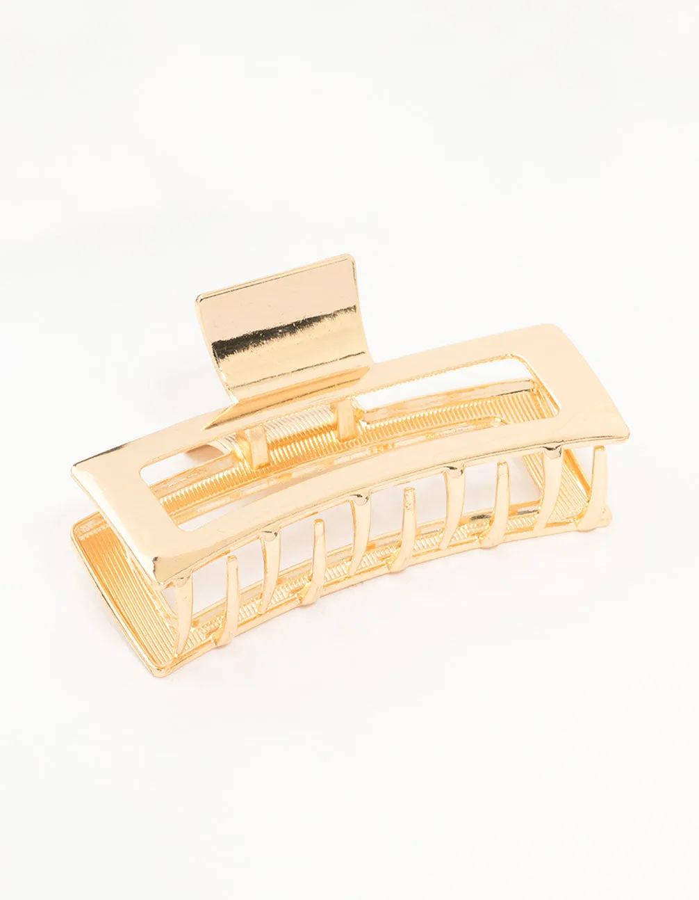 Gold Open Rectangle Hair Claw Clip