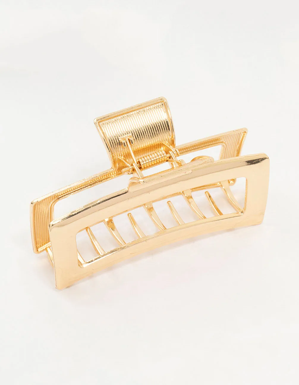 Gold Open Rectangle Hair Claw Clip