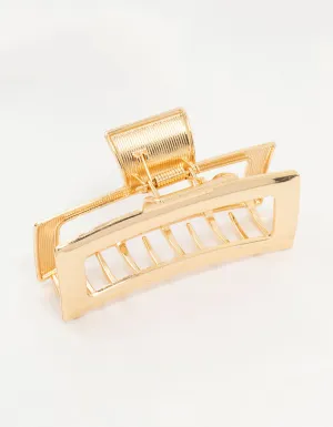 Gold Open Rectangle Hair Claw Clip