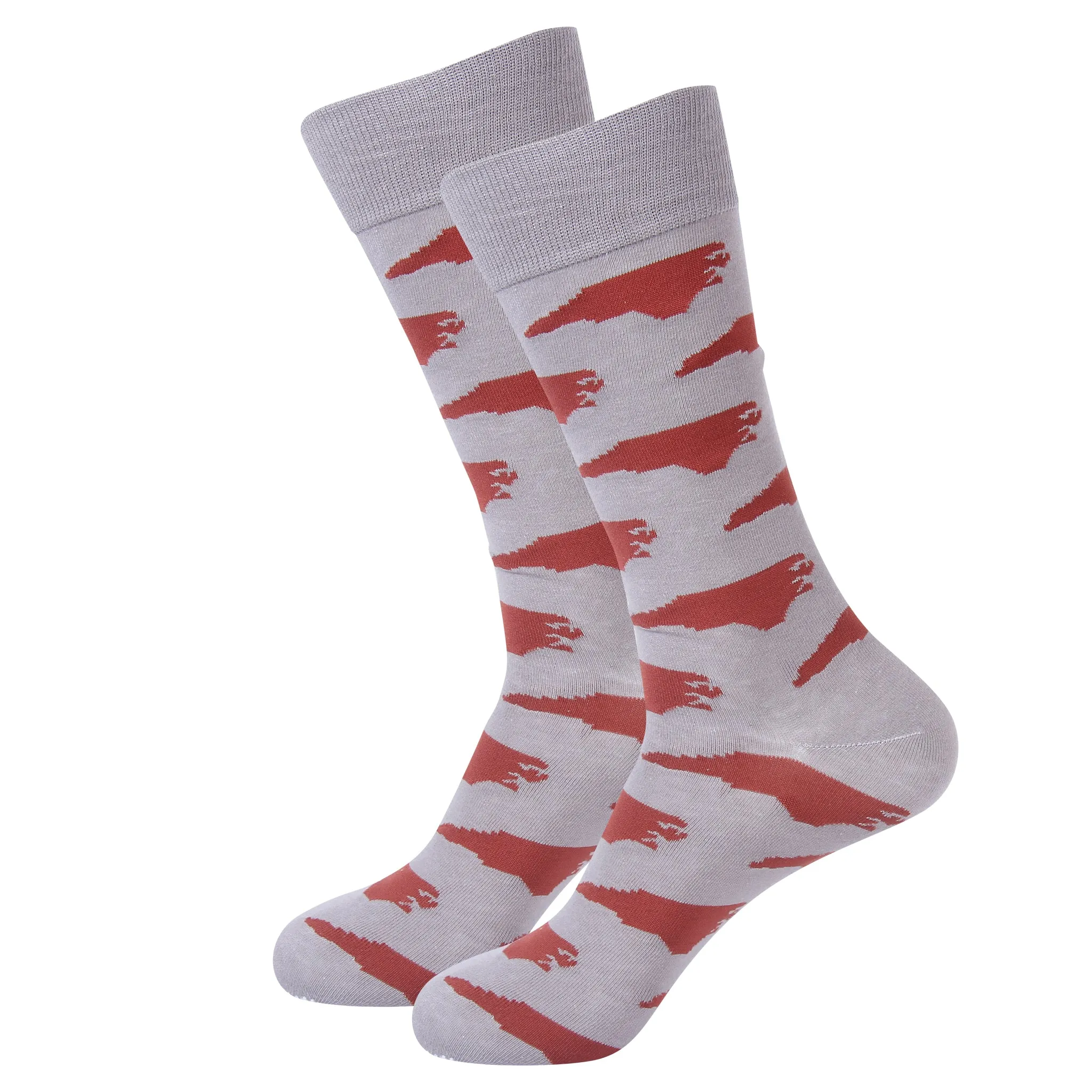 Grey/Maroon North Carolina Shape Socks