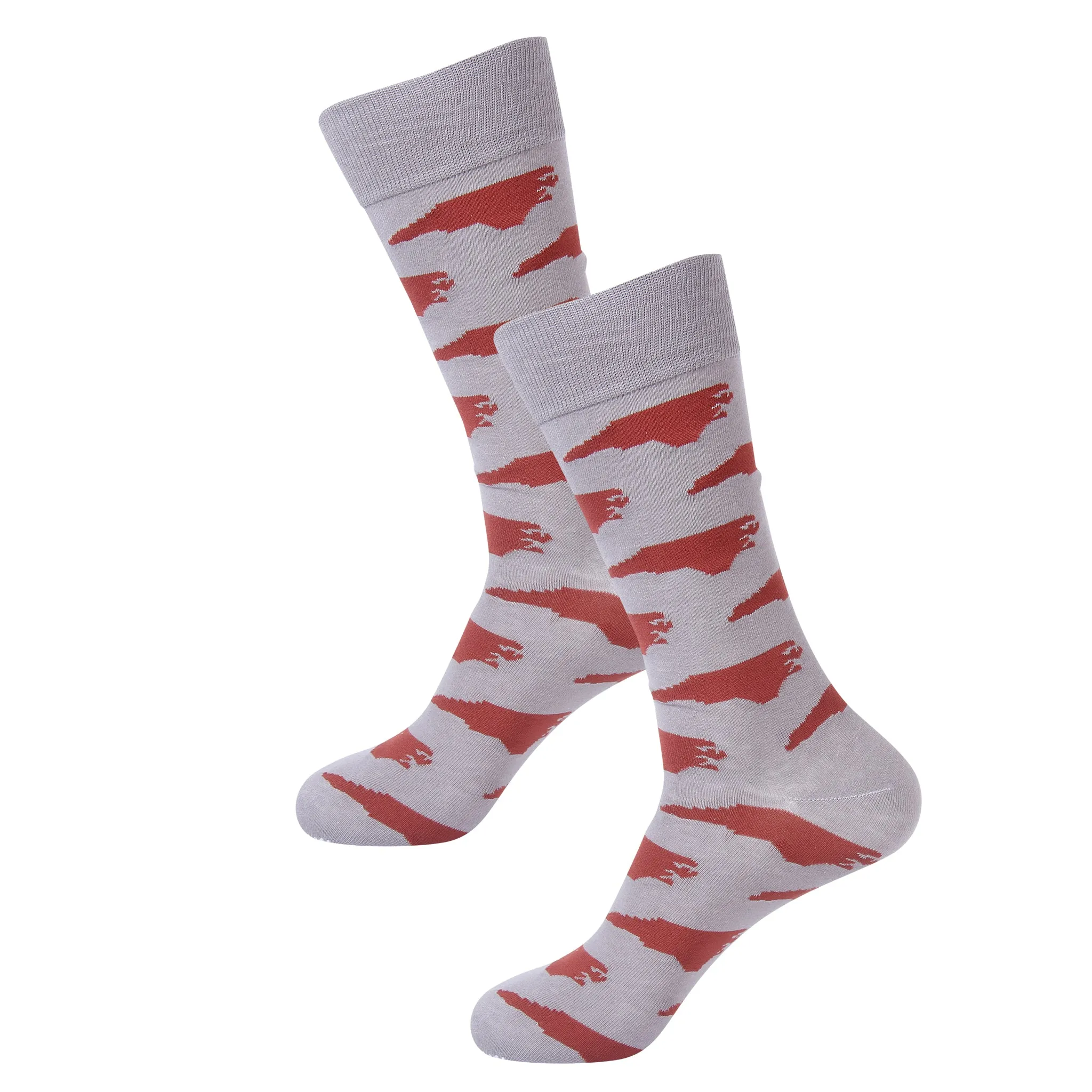 Grey/Maroon North Carolina Shape Socks