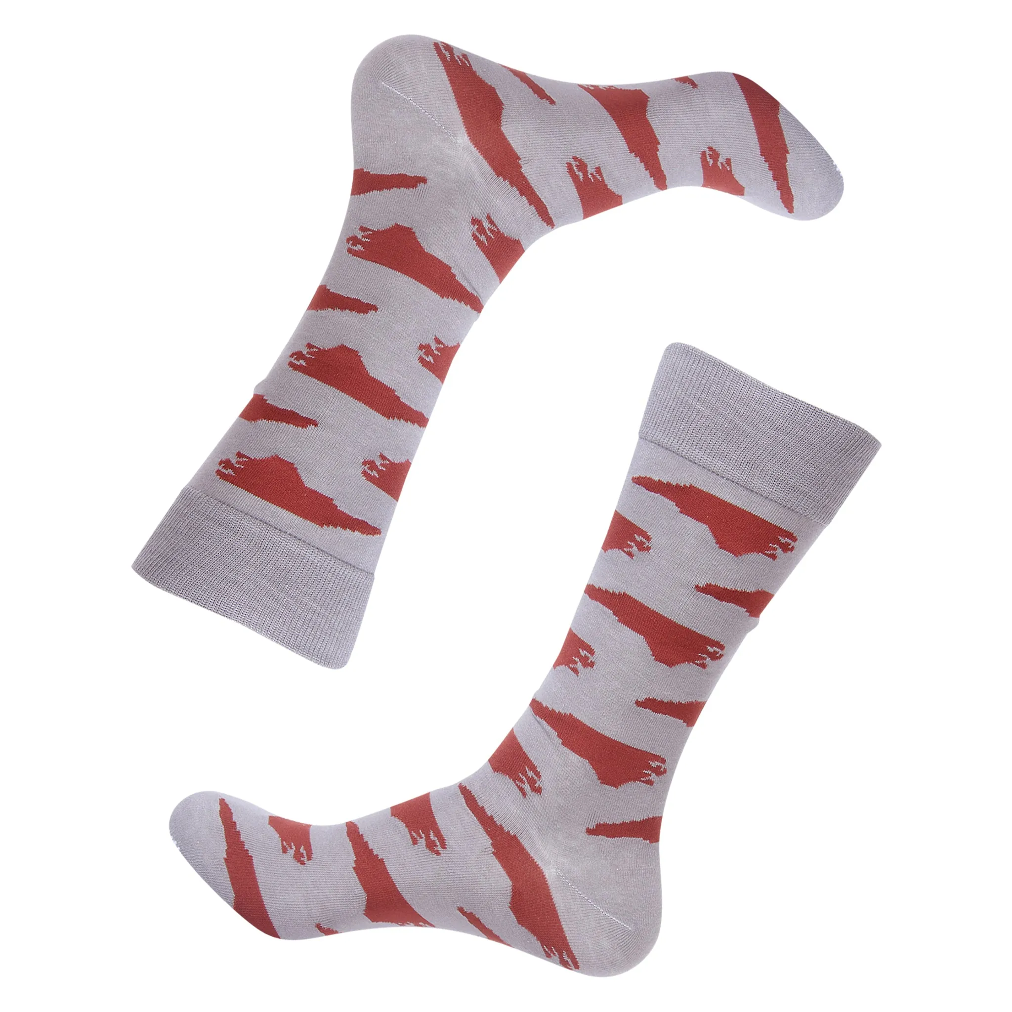 Grey/Maroon North Carolina Shape Socks