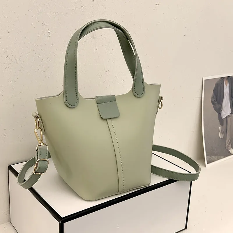 High Quality Bag Women's Spring New Trendy Fashion Vegetable Basket Bucket Bag Texture One-Shoulder Messenger Handbag