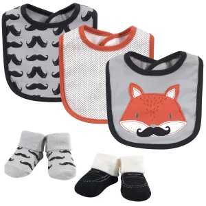 Hudson Baby Cotton Bib and Sock Set, Mr Fox