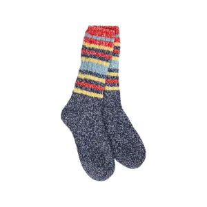 Indigo Stripe Weekend Ragg Crew Socks - Womens