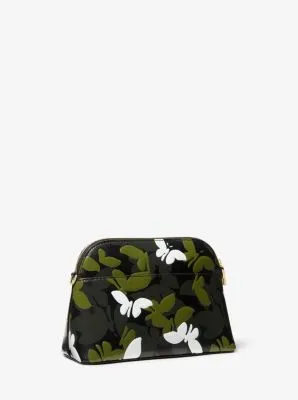 Large Butterfly Camo Leather Dome Crossbody