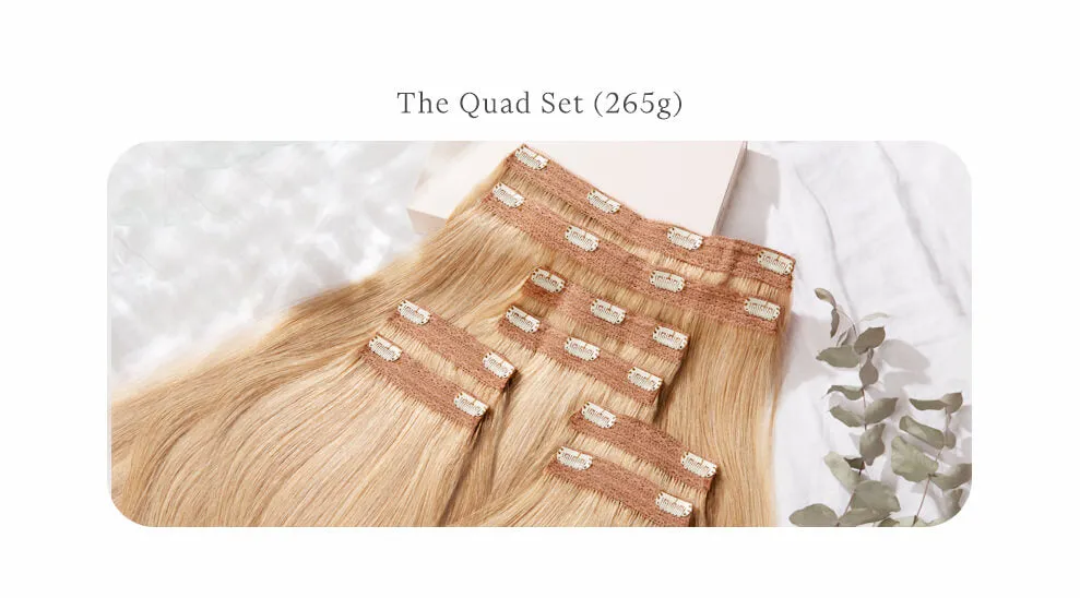 Light Brown, 20" Quad Clip-In Hair Extensions, #6 | 265g