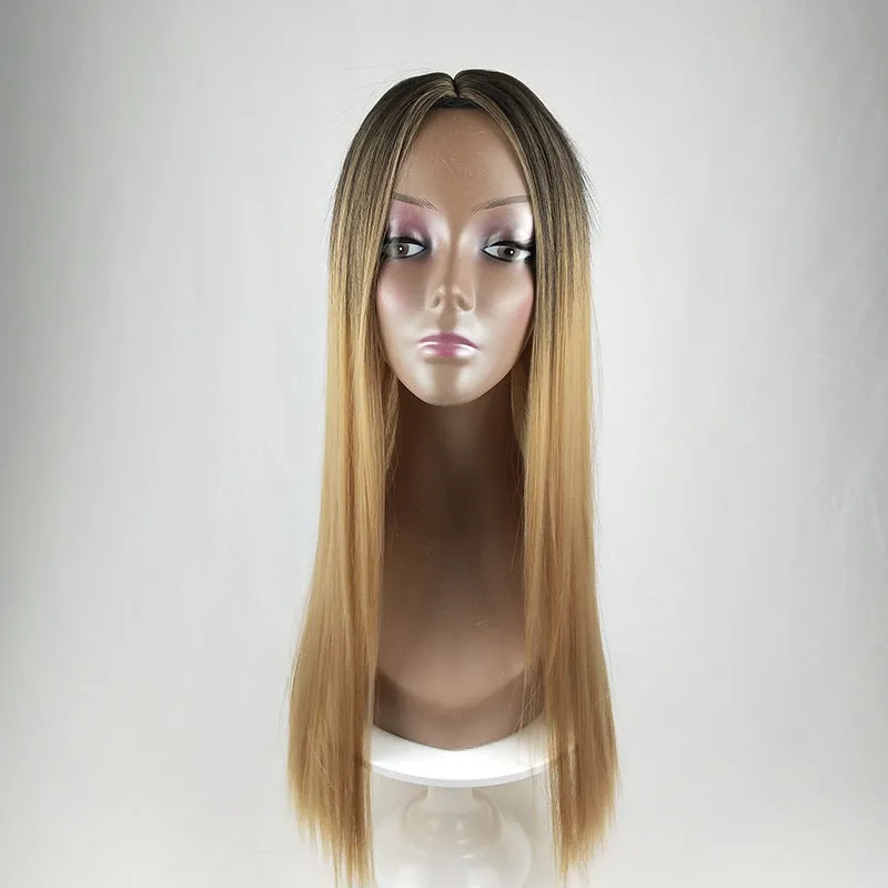 Long straight hair fashion gradient fake hair