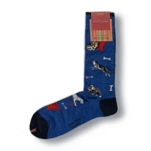 Marcoliani Royal Blue Mid Calf Dog Printed Socks