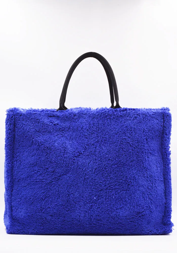 MARNI SHMQ0053Q0 TERRY CLOTH SHOPPING TOTE BAG BLUE