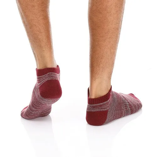 Men's Ankle Socks - Low - Cut, Sporty - Dark Red