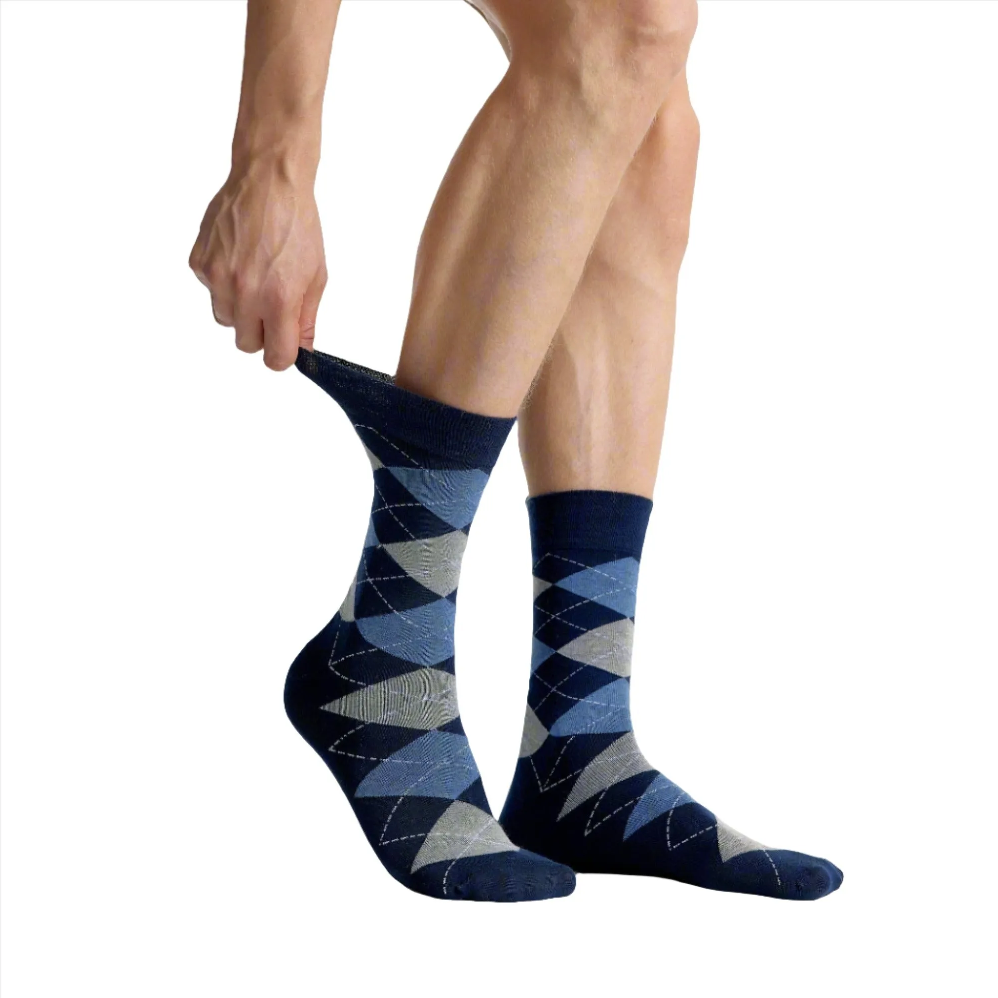 Men's Bamboo Dress Socks • Pattern Pack of 5 Pairs • Blue Navy