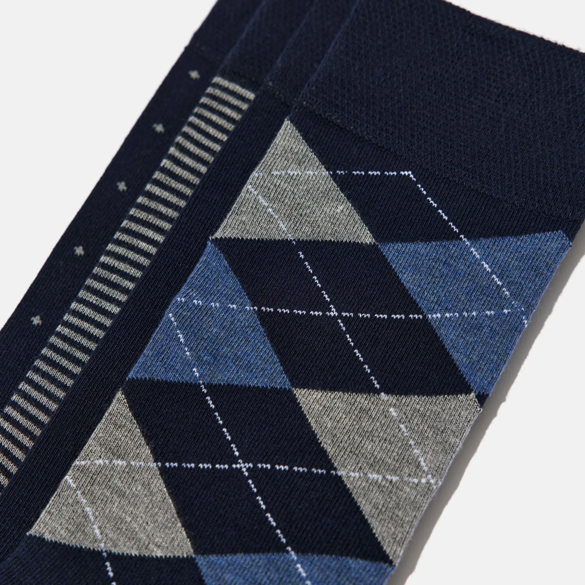 Men's Bamboo Dress Socks • Pattern Pack of 5 Pairs • Blue Navy