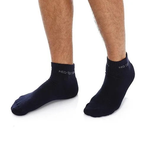 Men's Grey Cotton Ankle Socks - Navy