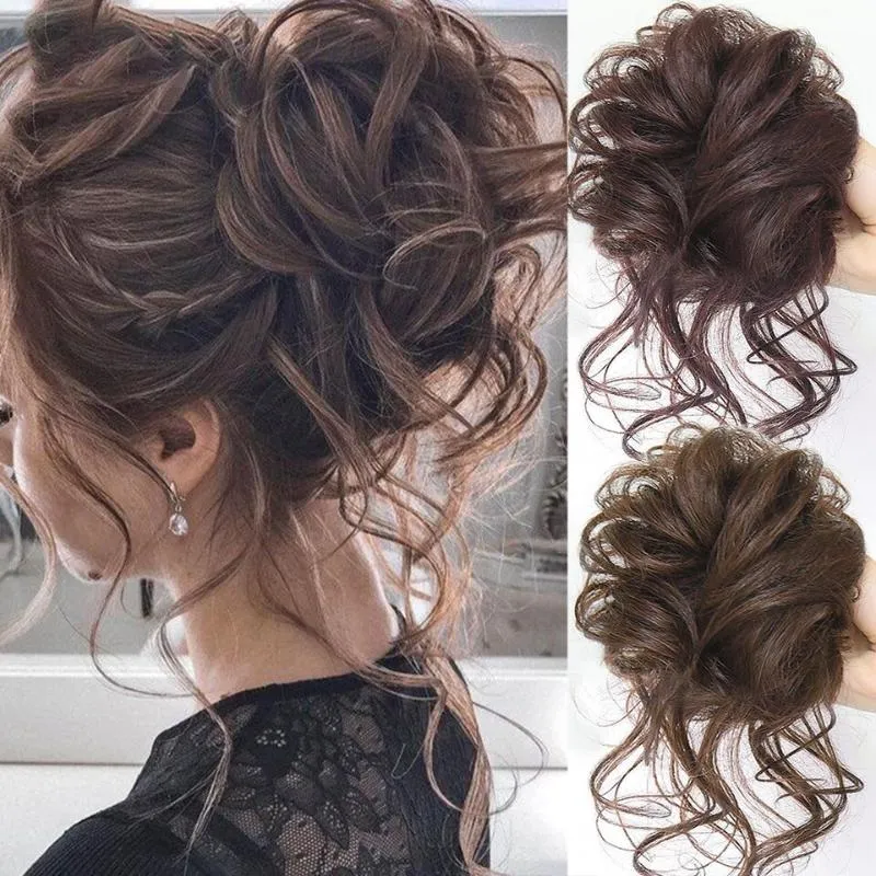 Messy Curly Hair Bun Elastic Scrunchie Extensions - Blonde Collection