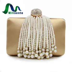 Milisente New Arrival Women Day Clutches Purses Ladies Fashion Beaded Tassel Evening Purse Female Wedding Bags