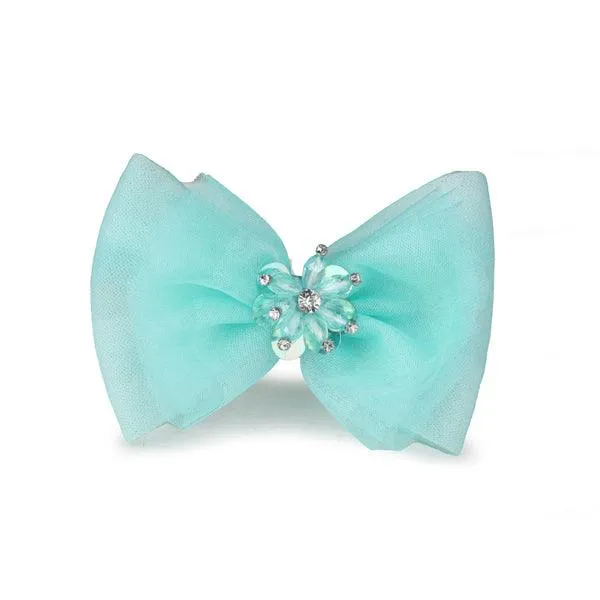 MINT GREEN NET HAIR BOW