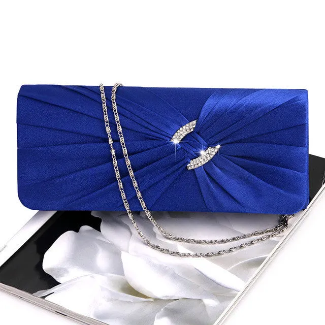 New Fashion Women's Bridal Shoulder Clutch Bag Bling Rhinestone Chain Evening Handbag Purse