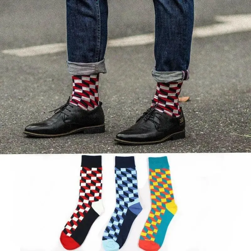 New Stylish Plaid Socks For Men