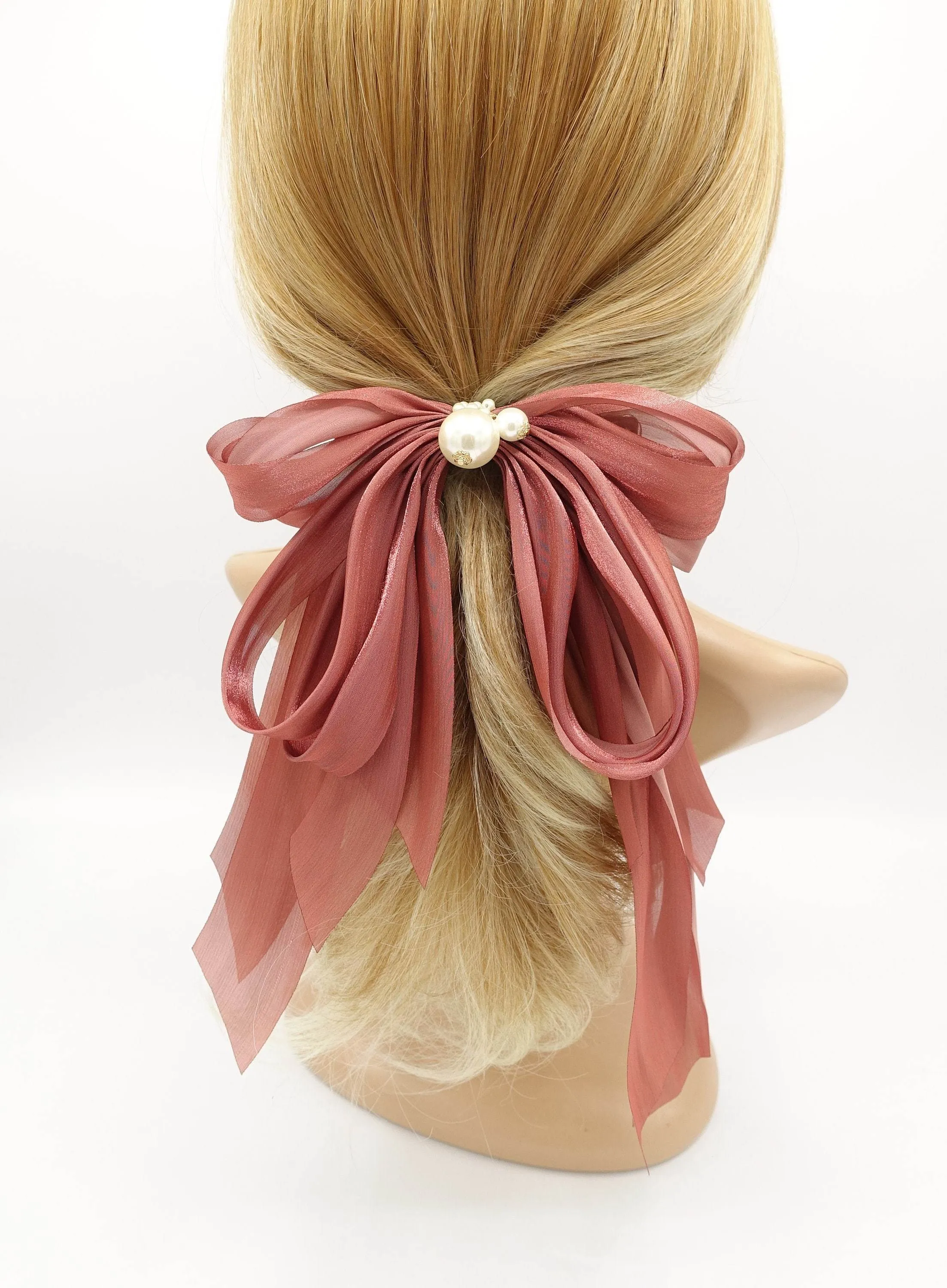 organza multi layered hair bow feminine style hair accessory